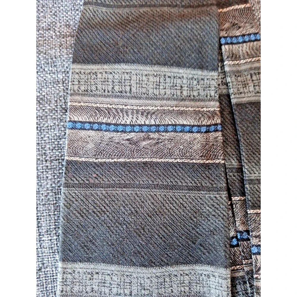 Tie 70s 80s 90s Y2K Mens Croft And Barrow Silk Gray Black Blue 4 Wide 59 Long